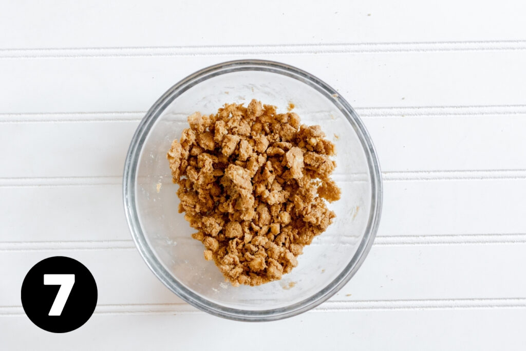The butter and cinnamon sugar mixture is crumbly in a bowl.